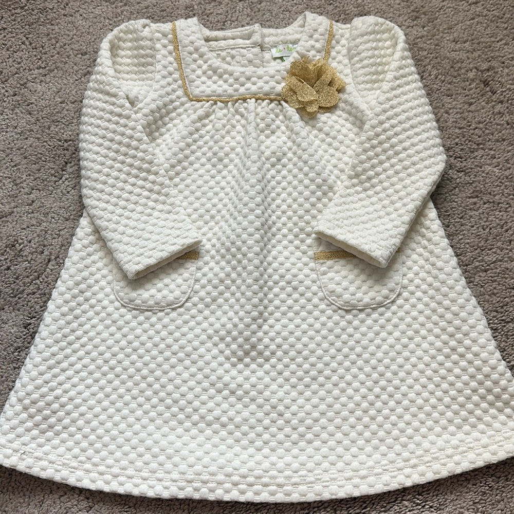 Le Top cream dress with gold detail 24 months